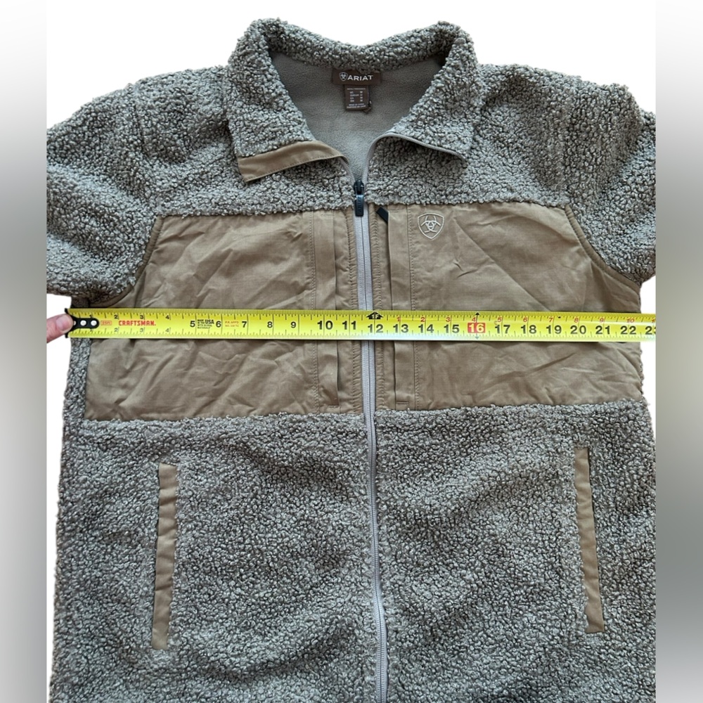 ARIAT mens M Grizzly canvas bluff jacket with sherpa lining.brown - Picture 3 of 8
